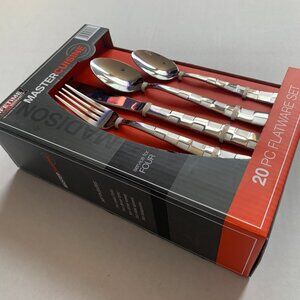Master Cuisine 20 Pcs Flatware Set Textured Handle Stainless Steel NIP Gift New